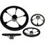 Volante Náutico em Poliuretano Preto c/ Centro Preto e Raios em Inox - 350mm